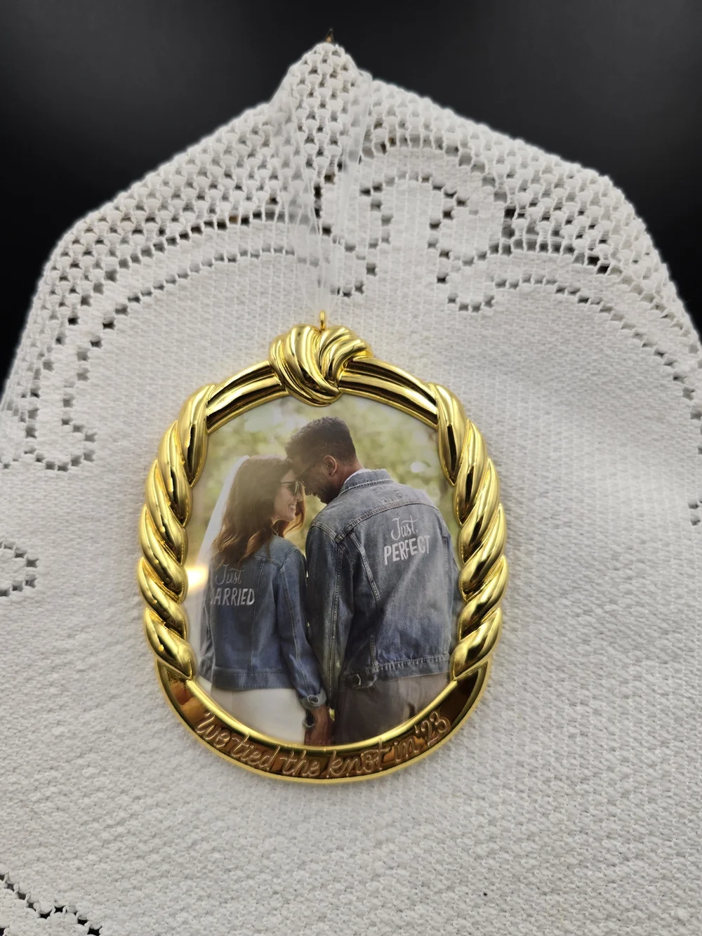 Hallmark Gold Braided Oval Wedding Photo Ornament